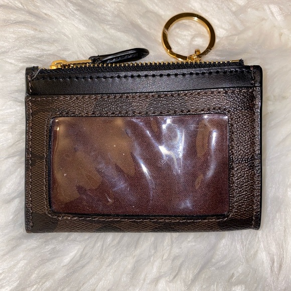 Coach Mini Skinny ID Case in Signature Canvas in Brown / Black - Picture 3 of 5
